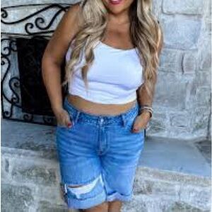 Distressed Denim Shorts